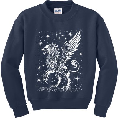 Mystical Creepy Gryphon Greek Mythical Creature Kids Sweatshirt
