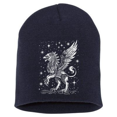 Mystical Creepy Gryphon Greek Mythical Creature Short Acrylic Beanie
