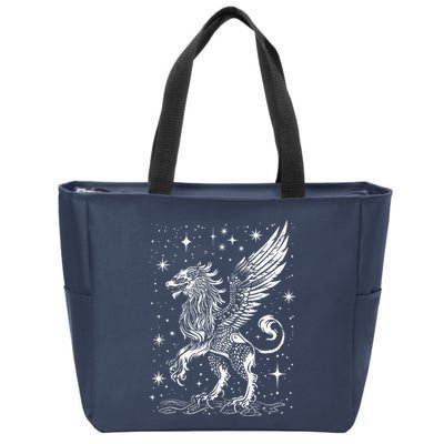 Mystical Creepy Gryphon Greek Mythical Creature Zip Tote Bag