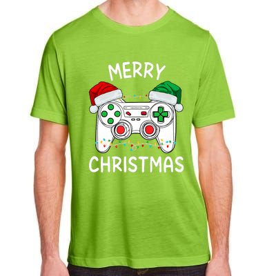 Merry Christmas Gamer Video Gaming Controller Santa Hat Xmas Tank Top Adult ChromaSoft Performance T-Shirt