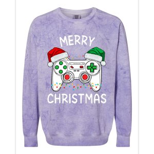 Merry Christmas Gamer Video Gaming Controller Santa Hat Xmas Tank Top Colorblast Crewneck Sweatshirt