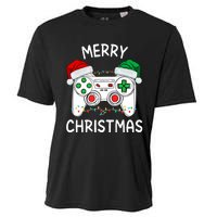 Merry Christmas Gamer Video Gaming Controller Santa Hat Xmas Tank Top Cooling Performance Crew T-Shirt