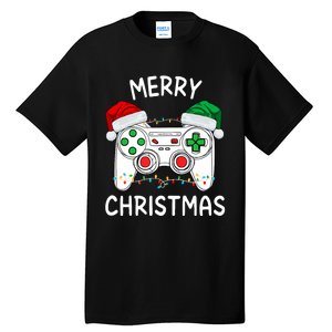 Merry Christmas Gamer Video Gaming Controller Santa Hat Xmas Tank Top Tall T-Shirt