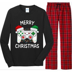 Merry Christmas Gamer Video Gaming Controller Santa Hat Xmas Tank Top Long Sleeve Pajama Set