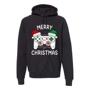 Merry Christmas Gamer Video Gaming Controller Santa Hat Xmas Tank Top Premium Hoodie