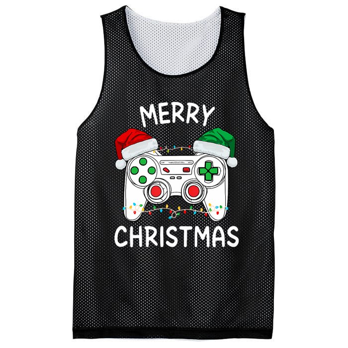 Merry Christmas Gamer Video Gaming Controller Santa Hat Xmas Tank Top Mesh Reversible Basketball Jersey Tank