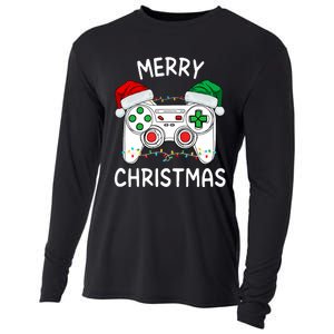 Merry Christmas Gamer Video Gaming Controller Santa Hat Xmas Tank Top Cooling Performance Long Sleeve Crew