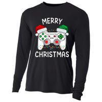 Merry Christmas Gamer Video Gaming Controller Santa Hat Xmas Tank Top Cooling Performance Long Sleeve Crew