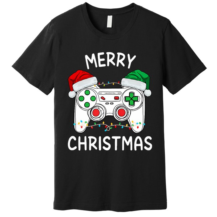 Merry Christmas Gamer Video Gaming Controller Santa Hat Xmas Tank Top Premium T-Shirt