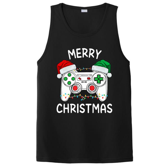 Merry Christmas Gamer Video Gaming Controller Santa Hat Xmas Tank Top PosiCharge Competitor Tank