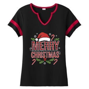 Merry Christmas Gifts Lights Red Santa Hat For Tank Top Ladies Halftime Notch Neck Tee