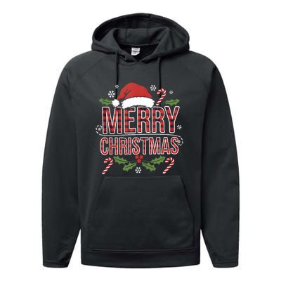 Merry Christmas Gifts Lights Red Santa Hat For Tank Top Performance Fleece Hoodie