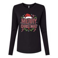 Merry Christmas Gifts Lights Red Santa Hat For Tank Top Womens Cotton Relaxed Long Sleeve T-Shirt