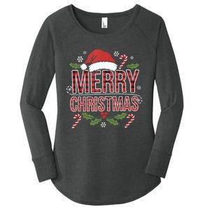 Merry Christmas Gifts Lights Red Santa Hat For Tank Top Women's Perfect Tri Tunic Long Sleeve Shirt