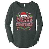 Merry Christmas Gifts Lights Red Santa Hat For Tank Top Women's Perfect Tri Tunic Long Sleeve Shirt