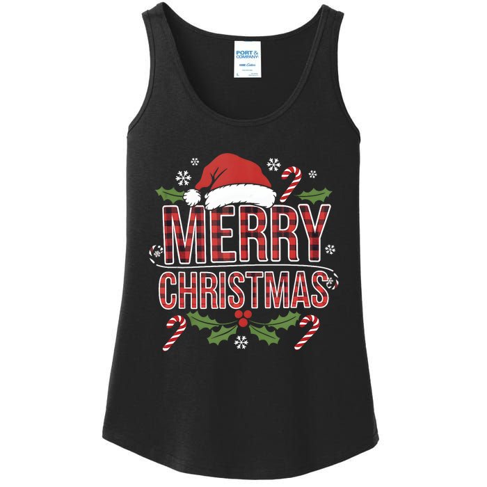 Merry Christmas Gifts Lights Red Santa Hat For Tank Top Ladies Essential Tank