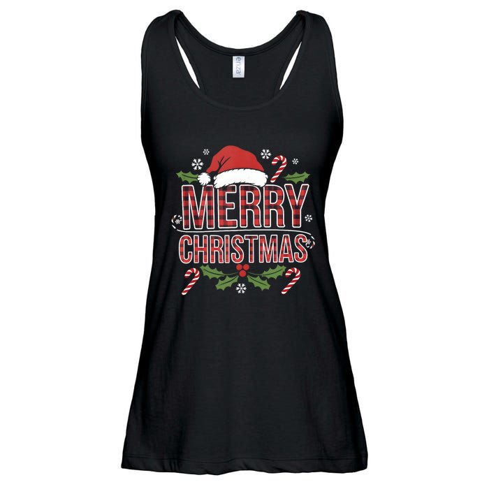 Merry Christmas Gifts Lights Red Santa Hat For Tank Top Ladies Essential Flowy Tank