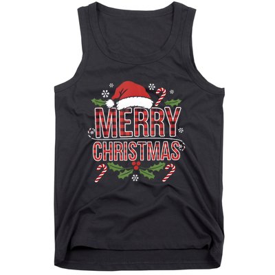 Merry Christmas Gifts Lights Red Santa Hat For Tank Top Tank Top