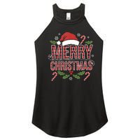 Merry Christmas Gifts Lights Red Santa Hat For Tank Top Women's Perfect Tri Rocker Tank