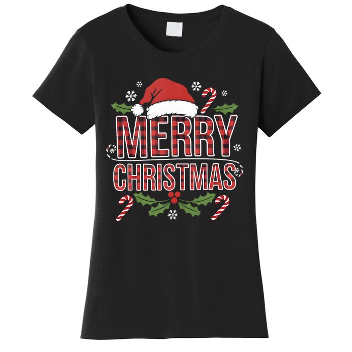 Merry Christmas Gifts Lights Red Santa Hat For Tank Top Women's T-Shirt