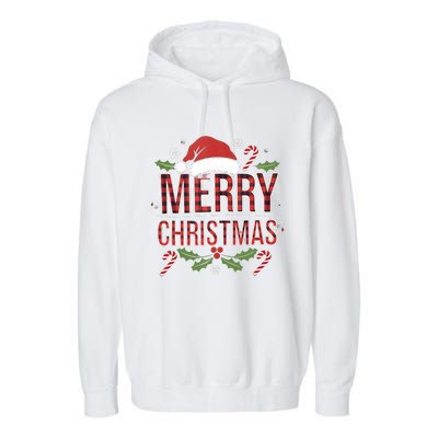 Merry Christmas Gifts Lights Red Santa Hat For Tank Top Garment-Dyed Fleece Hoodie