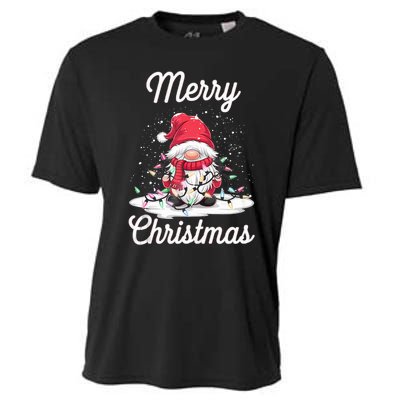 Merry Christmas Gnome Santa Hat Xmas Christmas Lights Party Tank Top Cooling Performance Crew T-Shirt