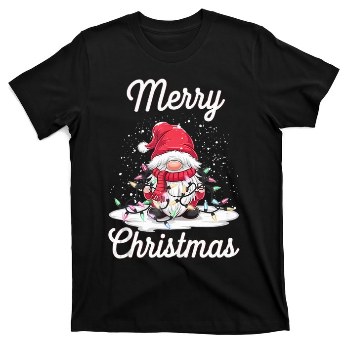 Merry Christmas Gnome Santa Hat Xmas Christmas Lights Party Tank Top T-Shirt