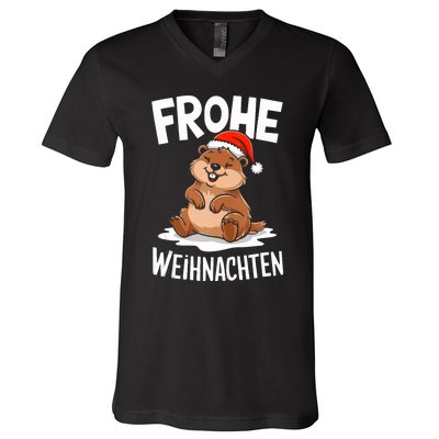 Merry Christmas Groundhog Frohe Weihnachten Tank Top V-Neck T-Shirt