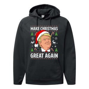 Make Christmas Great Again Funny Trump Ugly Christmas  Performance Fleece Hoodie