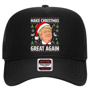 Make Christmas Great Again Funny Trump Ugly Christmas  High Crown Mesh Back Trucker Hat