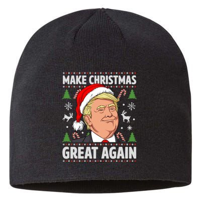 Make Christmas Great Again Funny Trump Ugly Christmas  Sustainable Beanie