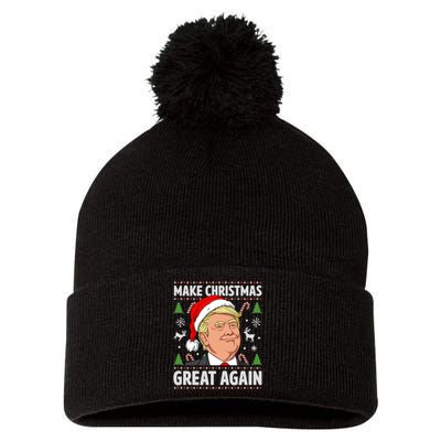 Make Christmas Great Again Funny Trump Ugly Christmas  Pom Pom 12in Knit Beanie