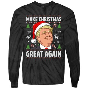 Make Christmas Great Again Funny Trump Ugly Christmas  Tie-Dye Long Sleeve Shirt