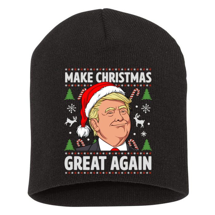 Make Christmas Great Again Funny Trump Ugly Christmas  Short Acrylic Beanie