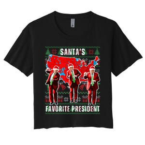 Make Christmas Great Again Trump Pajamas Ugly Women's Crop Top Tee