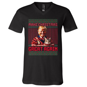 Make Christmas Great Again Xmas Funny Trump Pajamas Ugly V-Neck T-Shirt