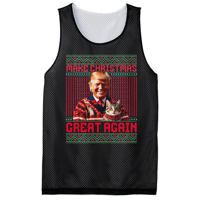 Make Christmas Great Again Xmas Funny Trump Pajamas Ugly Mesh Reversible Basketball Jersey Tank