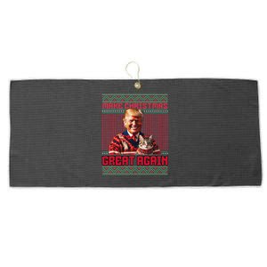 Make Christmas Great Again Xmas Funny Trump Pajamas Ugly Large Microfiber Waffle Golf Towel