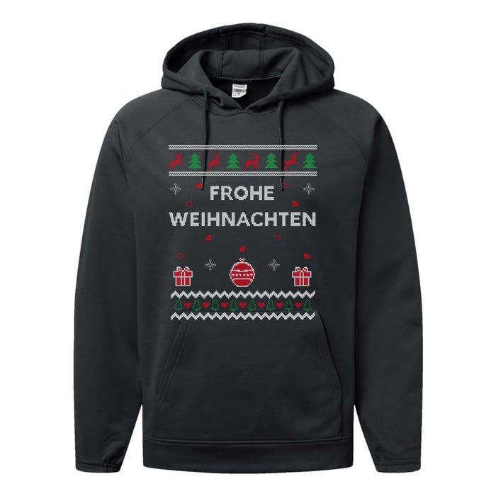 Merry Christmas German Ugly Christmas Frohe Weihnachten Performance Fleece Hoodie