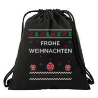 Merry Christmas German Ugly Christmas Frohe Weihnachten Drawstring Bag