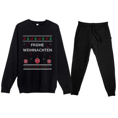 Merry Christmas German Ugly Christmas Frohe Weihnachten Premium Crewneck Sweatsuit Set