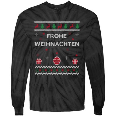 Merry Christmas German Ugly Christmas Frohe Weihnachten Tie-Dye Long Sleeve Shirt