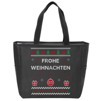 Merry Christmas German Ugly Christmas Frohe Weihnachten Zip Tote Bag