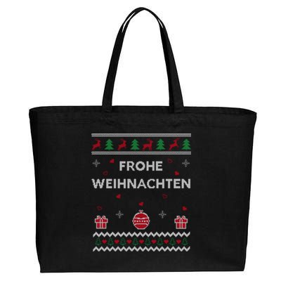 Merry Christmas German Ugly Christmas Frohe Weihnachten Cotton Canvas Jumbo Tote