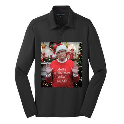 Make Christmas Great Again Funny Gift Silk Touch Performance Long Sleeve Polo