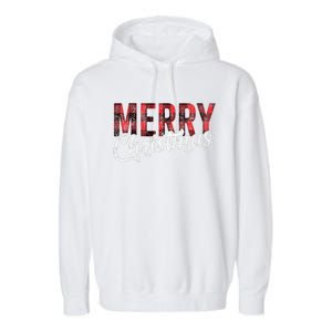 Merry Christmas Gift Family Xmas Red Buffalo Plaid Garment-Dyed Fleece Hoodie