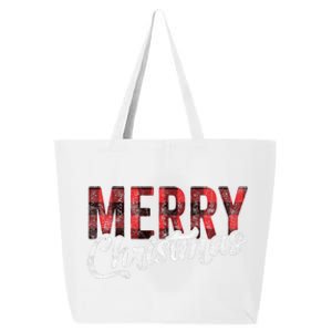 Merry Christmas Gift Family Xmas Red Buffalo Plaid 25L Jumbo Tote