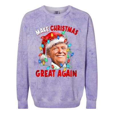 Make Christmas Great Again Funny Donald Trump Xmas Lights Colorblast Crewneck Sweatshirt