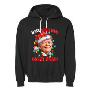 Make Christmas Great Again Funny Donald Trump Xmas Lights Garment-Dyed Fleece Hoodie