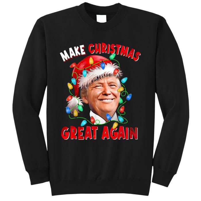 Make Christmas Great Again Funny Donald Trump Xmas Lights Sweatshirt